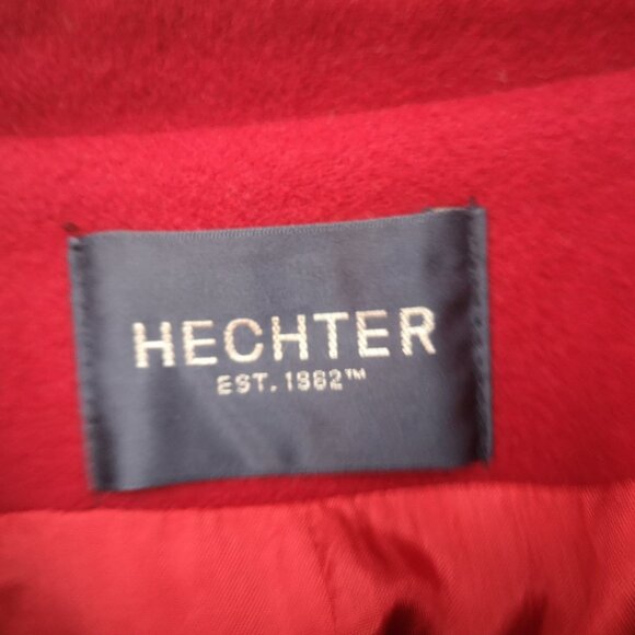 Hechter Ladies Size 14 Red Lined Wool/Cashmere Blend Button Front Pea Coat - Picture 4 of 9